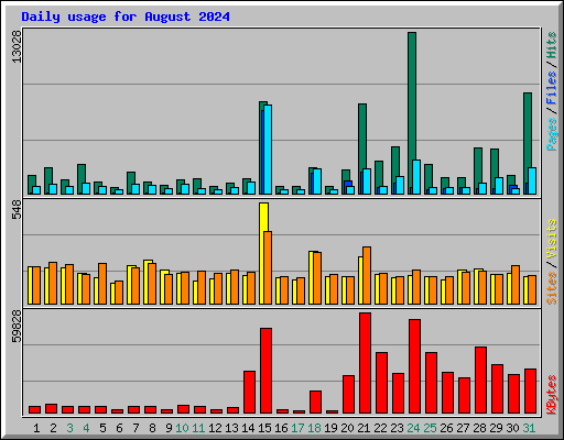 Daily usage for August 2024
