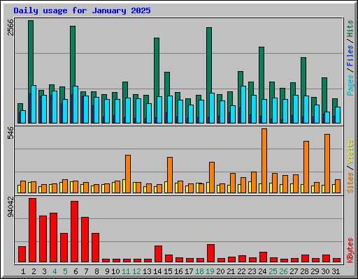 Daily usage for January 2025