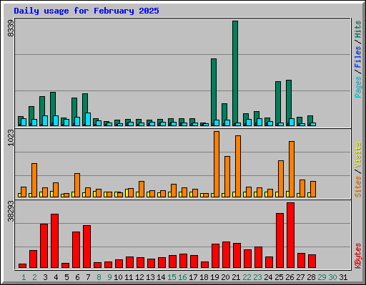Daily usage for February 2025