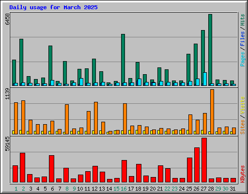 Daily usage for March 2025