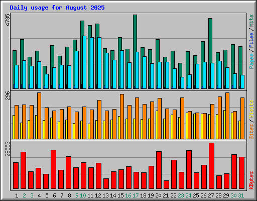 Daily usage for August 2025